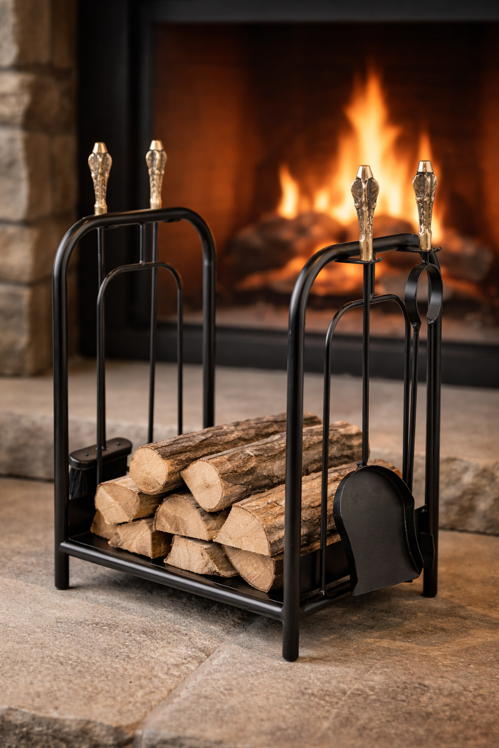 kit de Limpeza com cesto de lenha